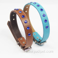 Customized pet dog collars logo PU dog collar